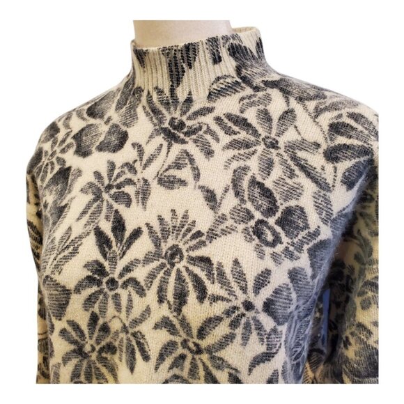 JONES NEW YORK SZ M Lambswool Angora blend Beige Black Warm Mock Neck Sweater - Picture 4 of 7